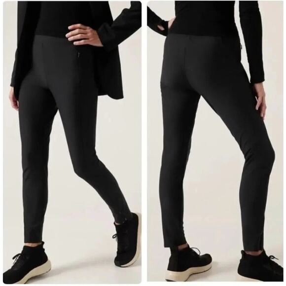 Athleta Stellar Tight Pull On Leggings Black Sz M City Travel Commute 870815 - Picture 2 of 12